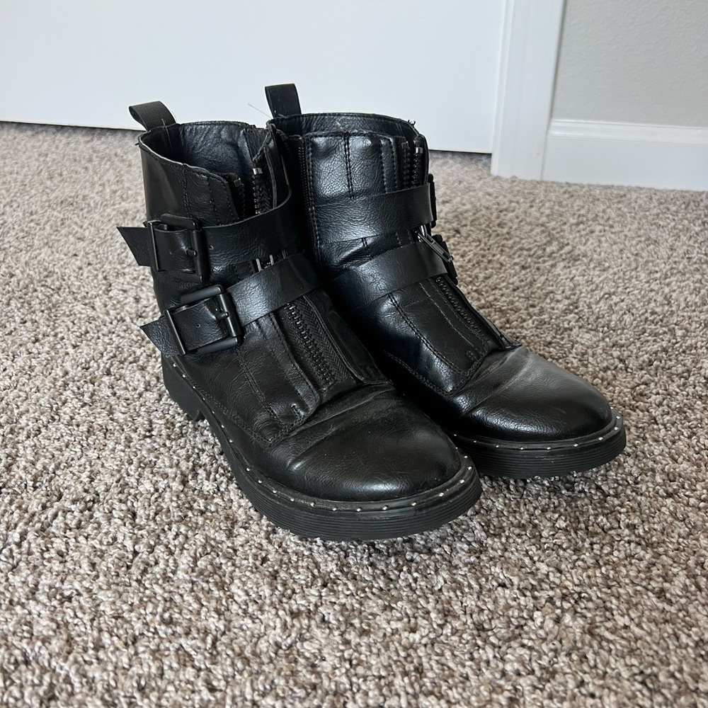 Black combat boots